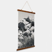 Keien in grijswaarden hangend wandkleed (Gebogen)