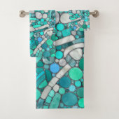 Keien Mozaïek Kunst - Aquamarijn en Parel Bad Handdoek (Insitu)