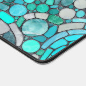 Keien Mozaïek Kunst - Aquamarijn en Parel Bureaumat (Hoek)