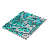 Keien Mozaïek Kunst - Aquamarijn en Parel Tegeltje (Zijkant)