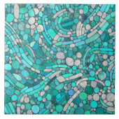 Keien Mozaïek Kunst - Aquamarijn en Parel Tegeltje (Voorkant)