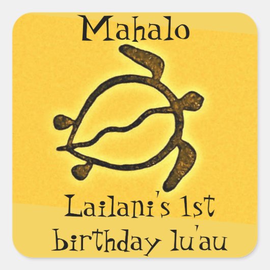 Keiki Eerste Verjaardag Luau Dank u Favor Vierkante Sticker (Voorkant)
