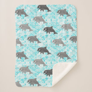 Keiki Waterverf Dolphin Wave Allover Sherpa Deken