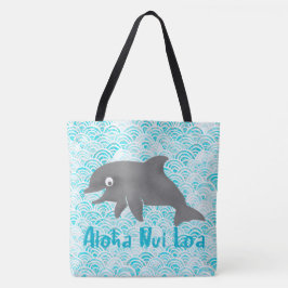 Keiki Waterverf Dolphin Wave and Plays Reversisibl Tote Bag
