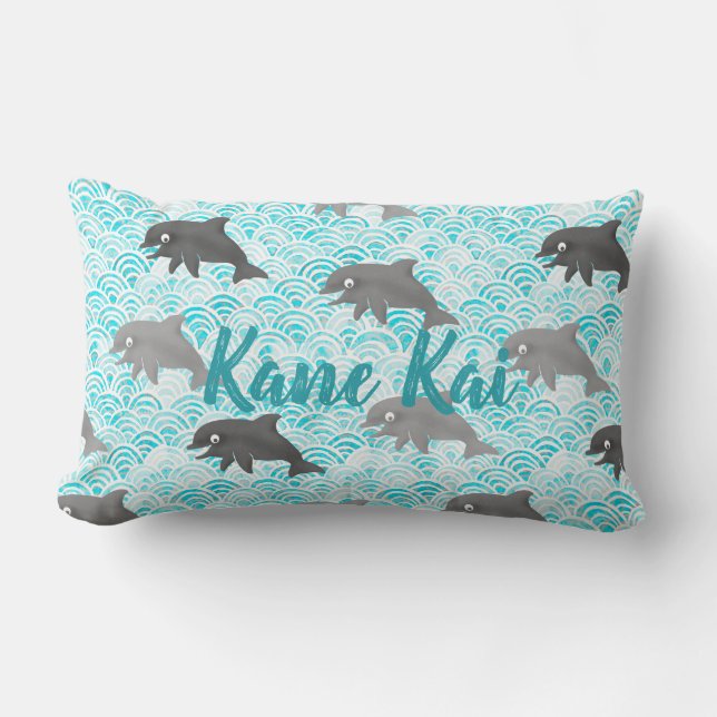 Keiki Waterverf Dolphin Wave and Pset Omkeerbaar Kussen (Voorkant)
