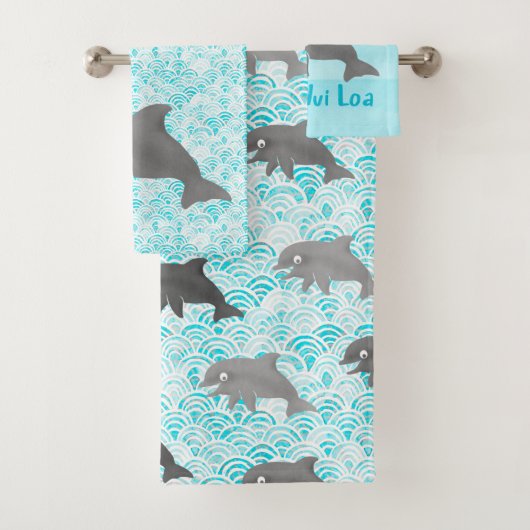 Keiki Waterverf Dolphin Wave Bad Handdoek (Insitu)