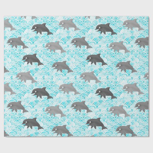 Keiki Waterverf Dolphin Wave Cadeaupapier (Vlak)