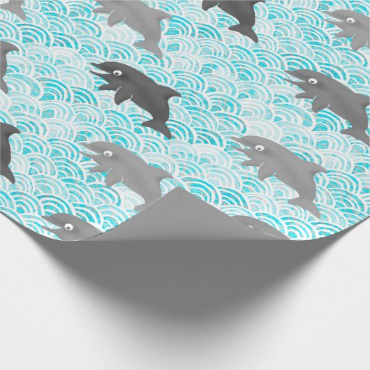 Keiki Waterverf Dolphin Wave Cadeaupapier (Hoek)