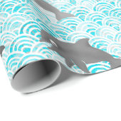 Keiki Waterverf Dolphin Wave Cadeaupapier (Rol Hoek)
