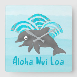 Keiki Waterverf Dolphin Wave Engineer Vierkante Klok