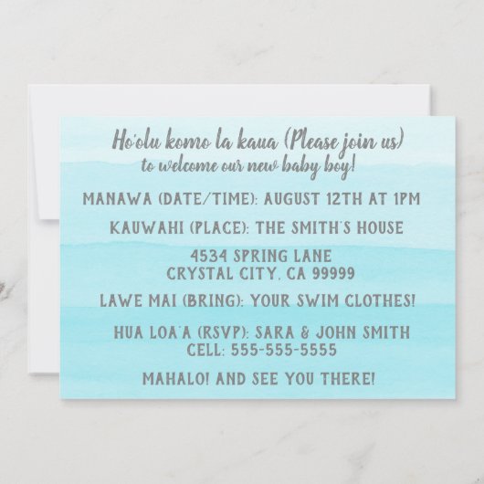 Keiki Waterverf Dolphin Wave Kaart (Achterkant)