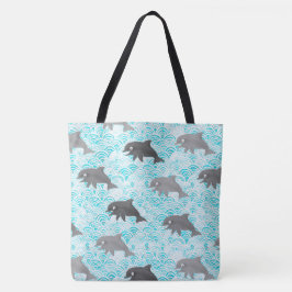 Keiki Waterverf Dolphin Wave Omkeerbaar Tote Bag