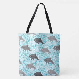 Keiki Waterverf Dolphin Wave Omkeerbaar Tote Bag