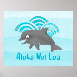 Keiki Waterverf Dolphin Wave Poster