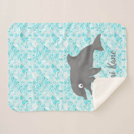 Keiki Waterverf Dolphin Wave Sherpa Deken (Voorkant (horizontaal))