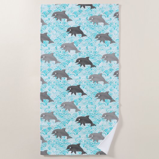 Keiki Waterverf Dolphin Wave Strandlaken (Voorkant)