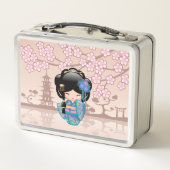 Keiko Kokeshi Doll - Blue Kimono Geisha Girl (Achterkant)