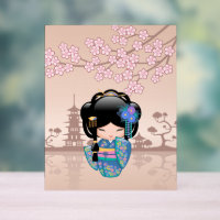 Keiko Kokeshi Doll - Blue Kimono Geisha Girl