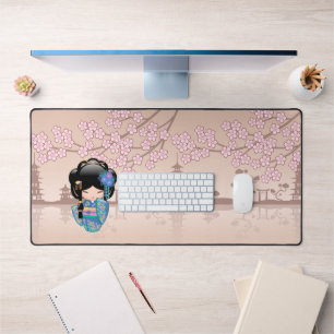 Keiko Kokeshi Doll - Blue Kimono Geisha Girl Bureaumat