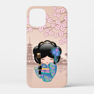 Keiko Kokeshi Doll - Blue Kimono Geisha Girl Case-Mate iPhone Case
