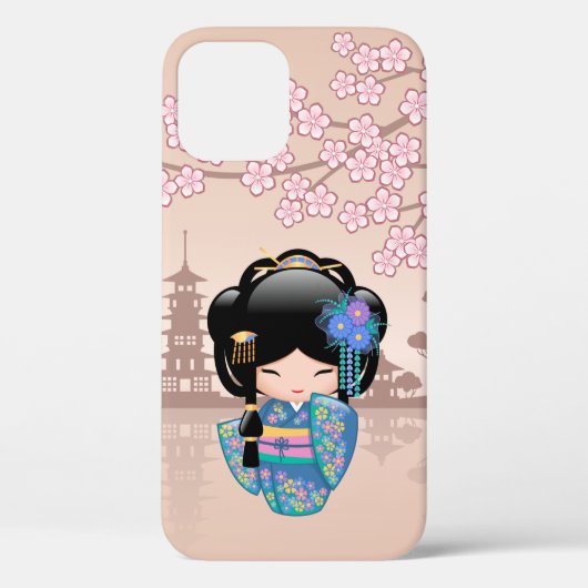 Keiko Kokeshi Doll - Blue Kimono Geisha Girl Case-Mate iPhone Case (Achterkant)