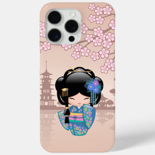Keiko Kokeshi Doll - Blue Kimono Geisha Girl iPhone 15 Pro Max Hoesje