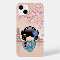 Keiko Kokeshi Doll - Blue Kimono Geisha Girl