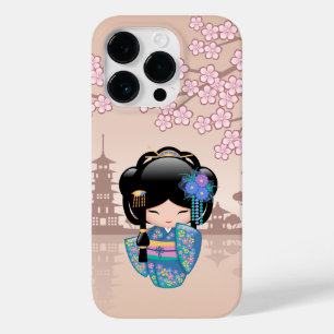 Keiko Kokeshi Doll - Blue Kimono Geisha Girl Case-Mate iPhone 14 Pro Hoesje