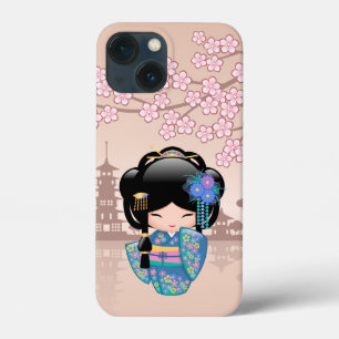Keiko Kokeshi Doll - Blue Kimono Geisha Girl Case-Mate iPhone Case