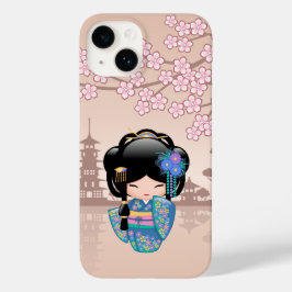 Keiko Kokeshi Doll - Blue Kimono Geisha Girl Case-Mate iPhone 14 Hoesje