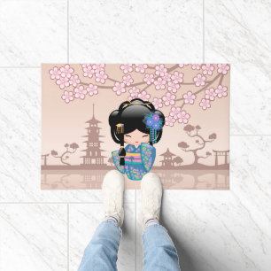 Keiko Kokeshi Doll - Blue Kimono Geisha Girl Deurmat