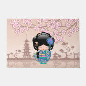 Keiko Kokeshi Doll - Blue Kimono Geisha Girl Deurmat (Voorkant)
