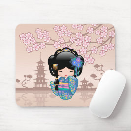 Keiko Kokeshi Doll - Blue Kimono Geisha Girl Muismat