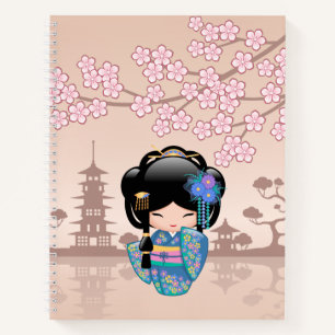 Keiko Kokeshi Doll - Blue Kimono Geisha Girl Notitieboek