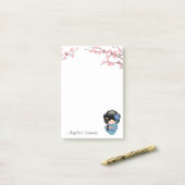 Keiko Kokeshi Doll - Blue Kimono Geisha Girl Post-it® Notes (Op bureau)