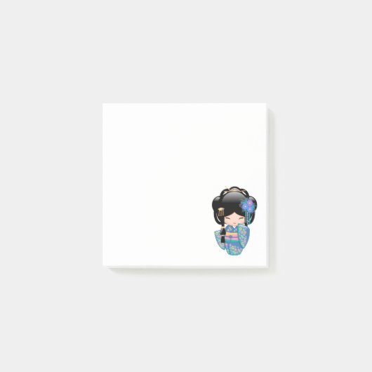 Keiko Kokeshi Doll - Blue Kimono Geisha Girl Post-it® Notes (Voorkant)