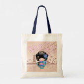 Keiko Kokeshi Doll - Blue Kimono Geisha Girl Tote Bag (Achterkant)