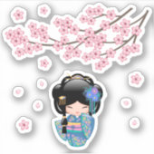 Keiko Kokeshi Doll - Schattige Japans Geisha Meisj Sticker (Voorkant)