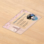 Keiko Kokeshi Transparant Venster Verjaardag Beige Acryl Uitnodigingen (Laagn)