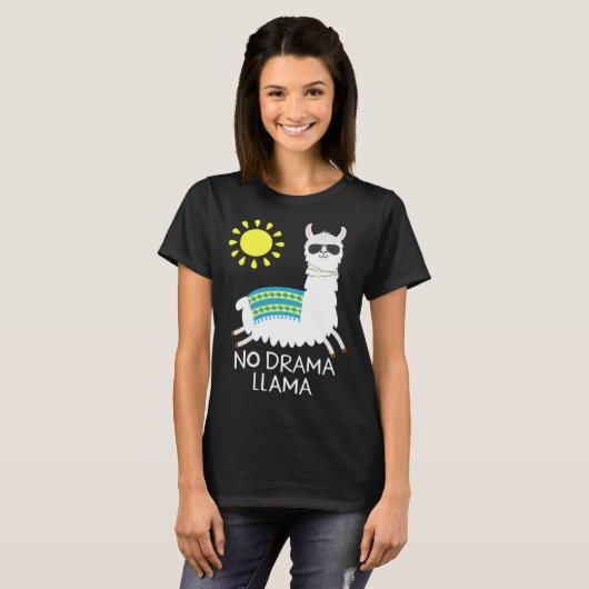 Kein Drama Lama Alpaca Happy Freedom Llama Sunglas T-shirt (Voorkant volledig)