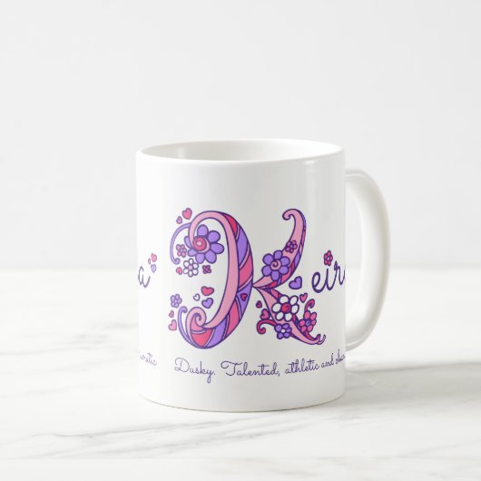 Keira meisjes noemen het K monogram hart mok (Voorkant rechts)