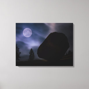 Keirolsteen bij maanlicht Yosemite National Park Canvas Afdruk