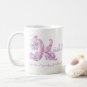 Keisha-naam die decoratief K-monogram pastel betek Koffiemok