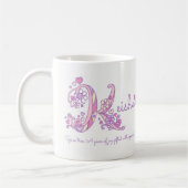 Keisha-naam die decoratief K-monogram pastel betek Koffiemok (Links)