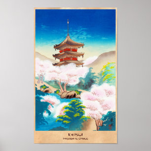 Keisui Pagoda in het japanse oostelijke voorjaar Poster