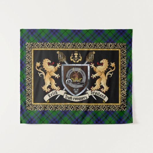 Keith Clan Badge & Motto w/Lions Wandkleed (Voorkant (horizontaal))