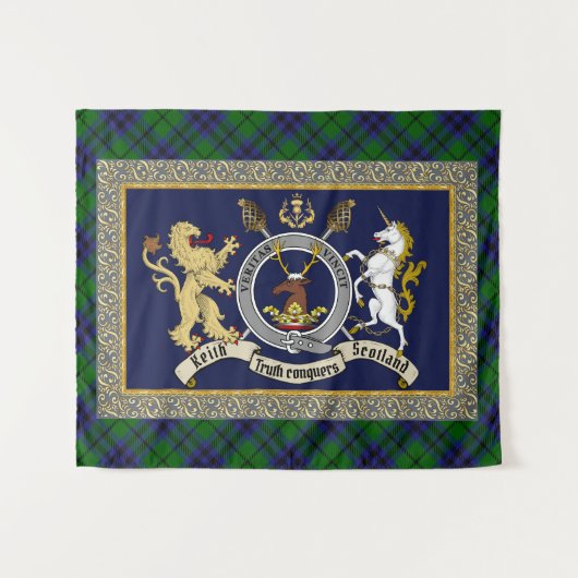 Keith Clan Badge & Tartan Wandkleed (Voorkant (horizontaal))