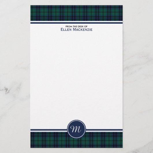 Keith Clan Modern Tartan Monogram Briefpapier (Voorkant)