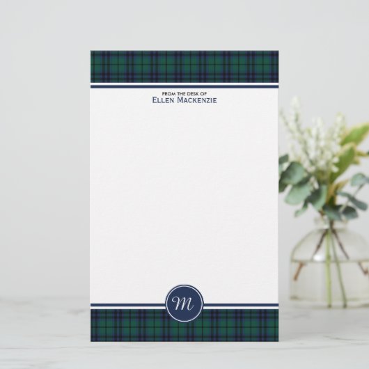Keith Clan Modern Tartan Monogram Briefpapier (Staand voorkant)