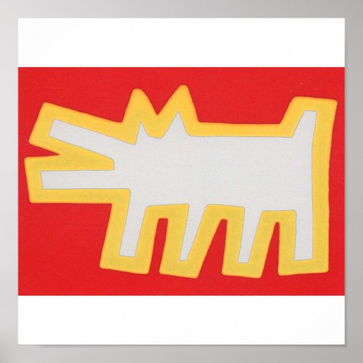 Keith Haring Dog Red en Yellow Design Poster (Voorkant)